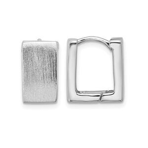 Sterling Silver Brushed Square Huggie Hoop Earrings